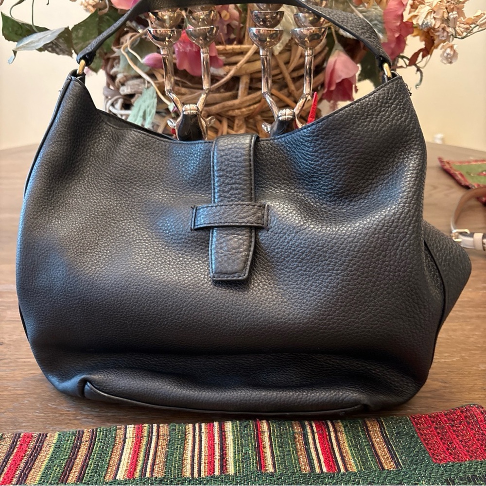 J. Crew Charcoal Leather Hobo Bag